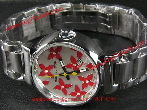ルイヴィトン 時計コピー louis vuitton腕時計 赤×白文字盤女性用 LV-008