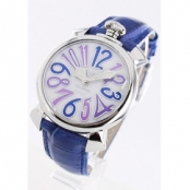 ガガミラノ腕時計コピー マニュアーレ40mm レザー ブルー/ホワイトシェル ボーイズ 5020.3