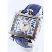高級時計ガガミラノ ナポレオーネ40mm レザー ブルー/ホワイトシェル ボーイズ 6030.3 コピー